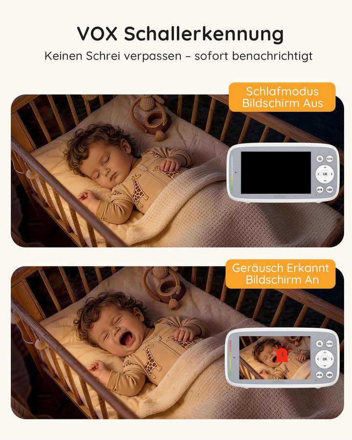 BOIFUN Babyphone mit 2 Kameras, VOX Nachtsicht Babyfon, Temperaturüberwachung, Gegensprechfunktion V