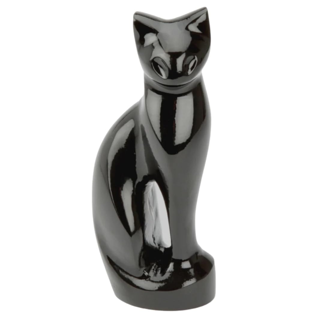 URNS UK Stanley Urne in Katzenform, Schwarz, Schwarz