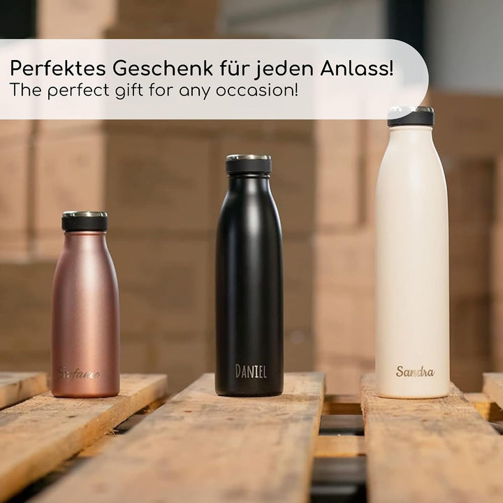 Milu® Trinkflasche mit Gravur personalisiert - als Geschenk-Idee Ostern, Vatertag, Muttertag, Weihna