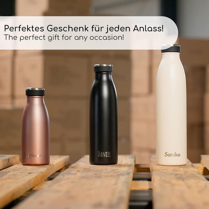 Milu® Trinkflasche mit Gravur personalisiert - als Geschenk-Idee Ostern, Vatertag, Muttertag, Weihna