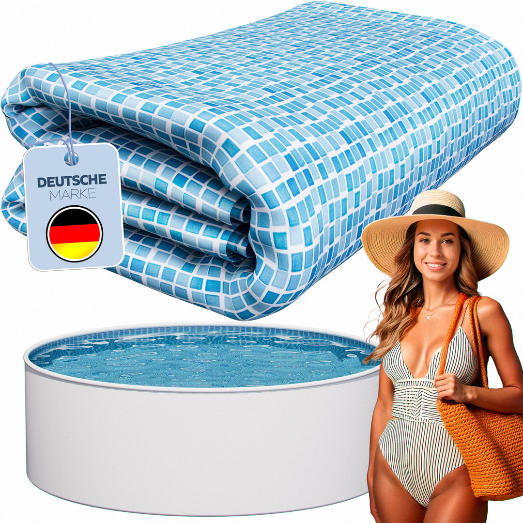 poolomio® Poolinnenfolie für Rundbecken mit Mosaikmuster 550 x 120 cm | 0,3 mm Stärke | Innenhülle P