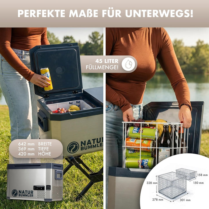 NATURBUMMLER Kompressor Kühlbox mit Vakuum-Isolierung [VAC-CORE] Reisekühlschrank 12V 230V mit Dual-
