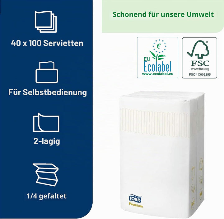 Tork 15840 Xpressnap Extra Soft Spenderserviette unbedruckt / Weisse Papierserviette für Serviettens