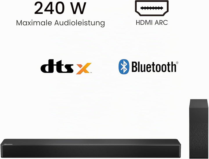 Hisense HS2100 2.1 Soundbar Home Theater System mit kabellosem Subwoofer, 240W, Dolby Audio, Bluetoo