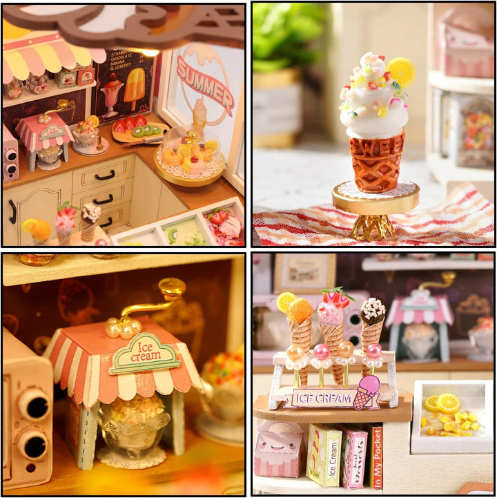 CUTEROOM DIY Holzpuppen Haus Handwerk Miniatur Kit-Schlafzimmer Modell &amp; alle Möbel (Happiness Ice C