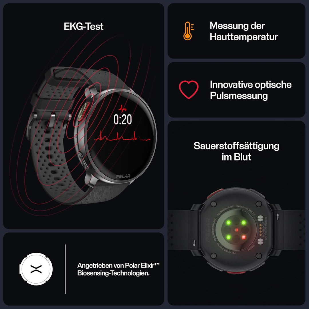 Polar Vantage V3 GPS-Sportuhr mit Herzfrequenzmessung – Erweiterte Akkulaufzeit, Offline-Karten, mit