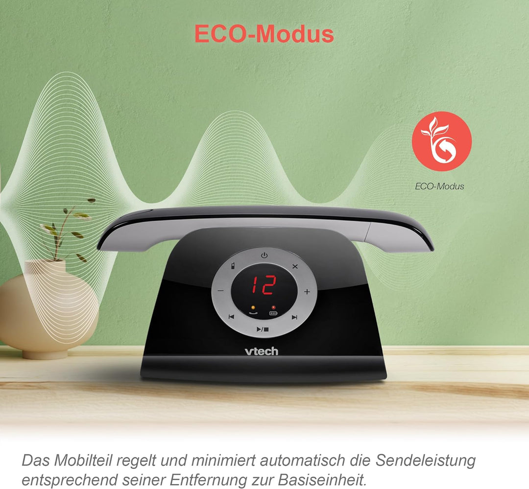 VTech LS1350 Retro-Design Telefon Schnurlos DECT Schnurlostelefon mit digitalem Anrufbeantworter, An