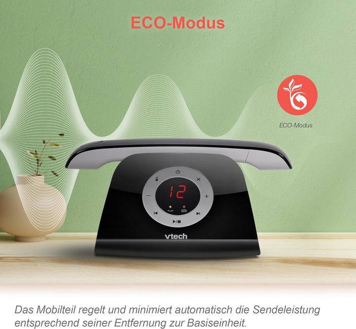 VTech LS1350 Retro-Design Telefon Schnurlos DECT Schnurlostelefon mit digitalem Anrufbeantworter, An