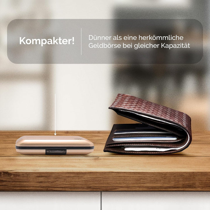 OGON Aluminium Geldbörse Smart Case V2 - Einfache Lagerung - Metallverschluss - Kartenetui mit RFID-