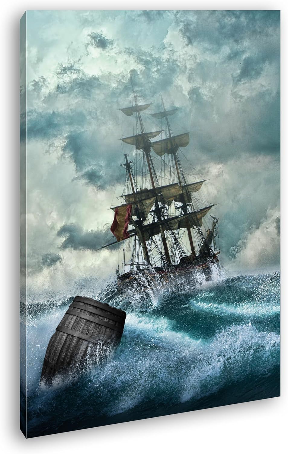 deyoli Schiff bei stürmischen Wetter in Seenot Format: 80x60 als Leinwandbild, Motiv fertig gerahmt