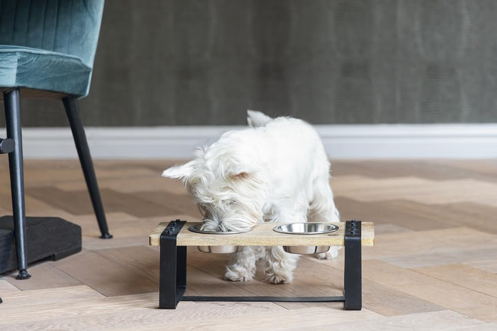 Beeztees K&Bz Hundeteller aus Holz, 44 x 19 x 15 cm, 2 x 350 ml, Braun, 2000 g 44 x 19 x 15 cm(1er P