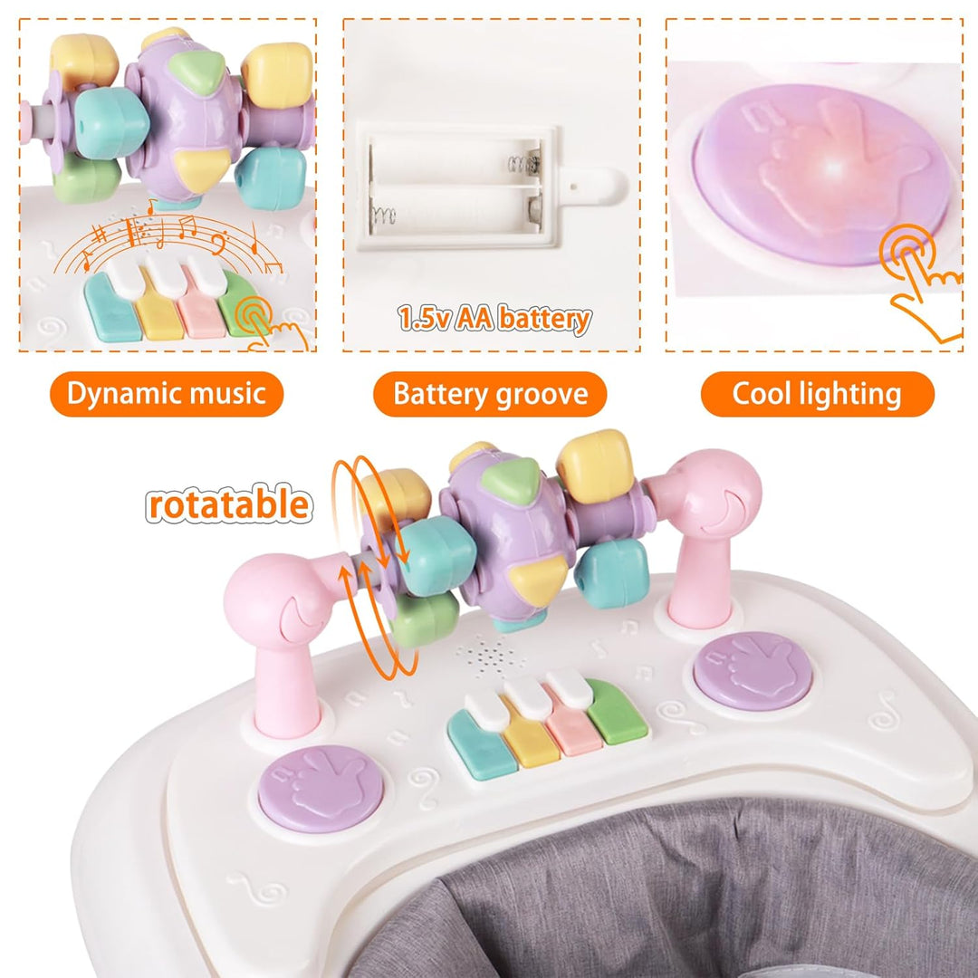OHMG 4-in-1 Lauflernhilfe für Babys mit interaktivem Multiaktivitätstablett mit abnehmbarer Musik, h