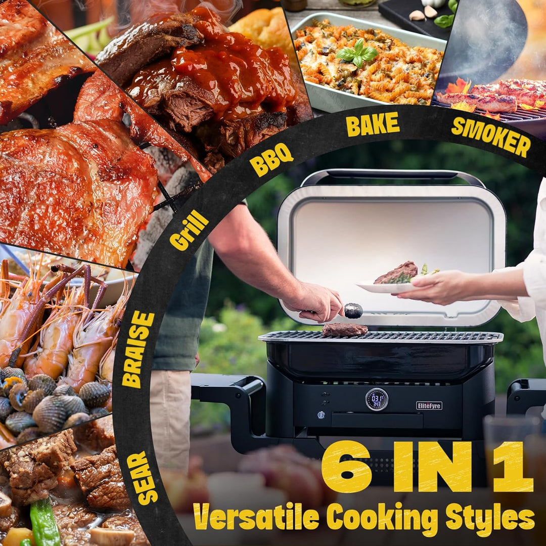 Volteq Smart Elektrogrill, 343°C Profi-Hitze in 20 Min, Tischgrill mit Fleischsonde & LED-Display, 1