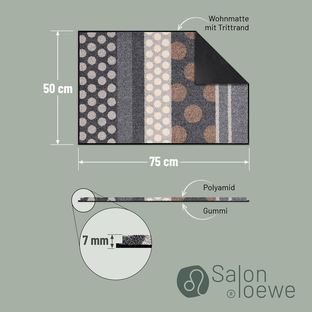 Salonloewe Fussmatte Glamour Dots 50 x 75 cm H 50 cm | B 75 cm | L 0,7 cm Grau, H 50 cm | B 75 cm |