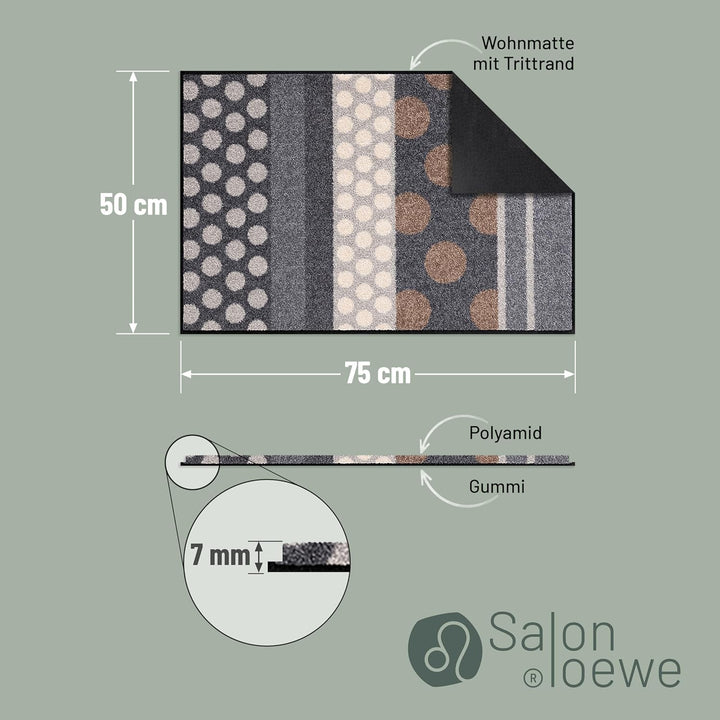 Salonloewe Fussmatte Glamour Dots 50 x 75 cm H 50 cm | B 75 cm | L 0,7 cm Grau, H 50 cm | B 75 cm |