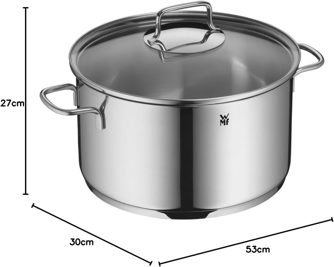 WMF Astoria Topfset Induktion 6-teilig, Kochtopf Set mit Glasdeckel, Cromargan Edelstahl poliert, In