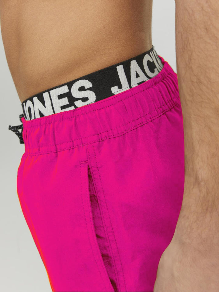 JACK &amp; JONES Herren Badehose Badeshort SPLICELOGO S M L XL XXL Schwarz Rot Orang L Rosa (Pink Gio),