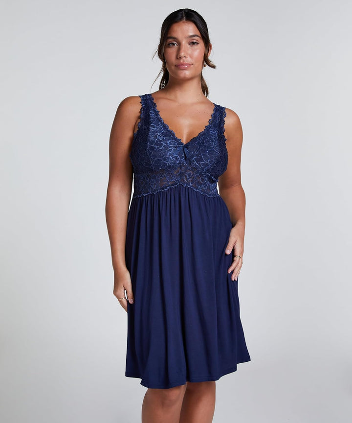Hunkemöller Damen Slipdress Nora Lace Schwarz XXS XS Peacoat, XS Peacoat