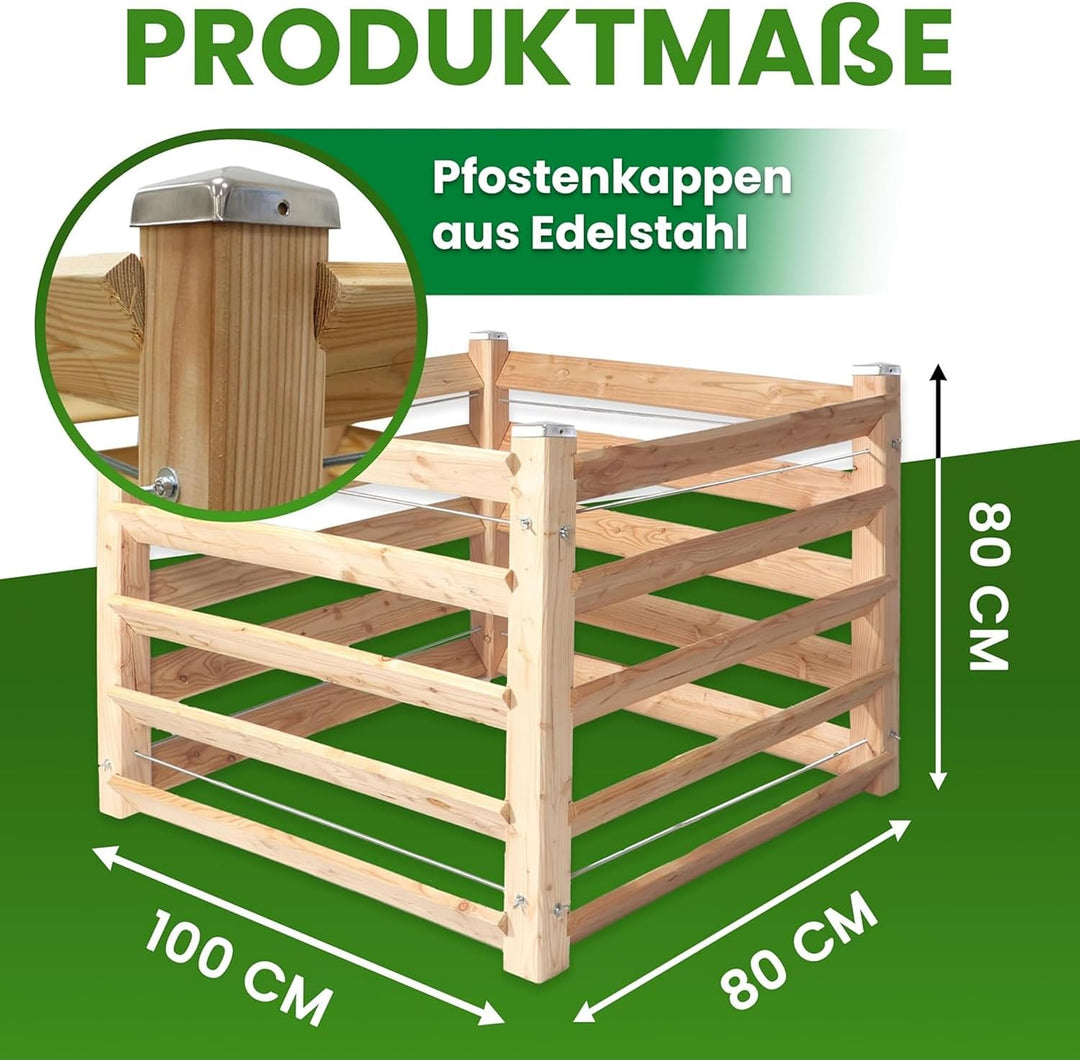 Moderner Komposter Single ca. 80x100 cm Höhe 80 cm aus Lärchenholz Massivholz Steckkomposter Kompost