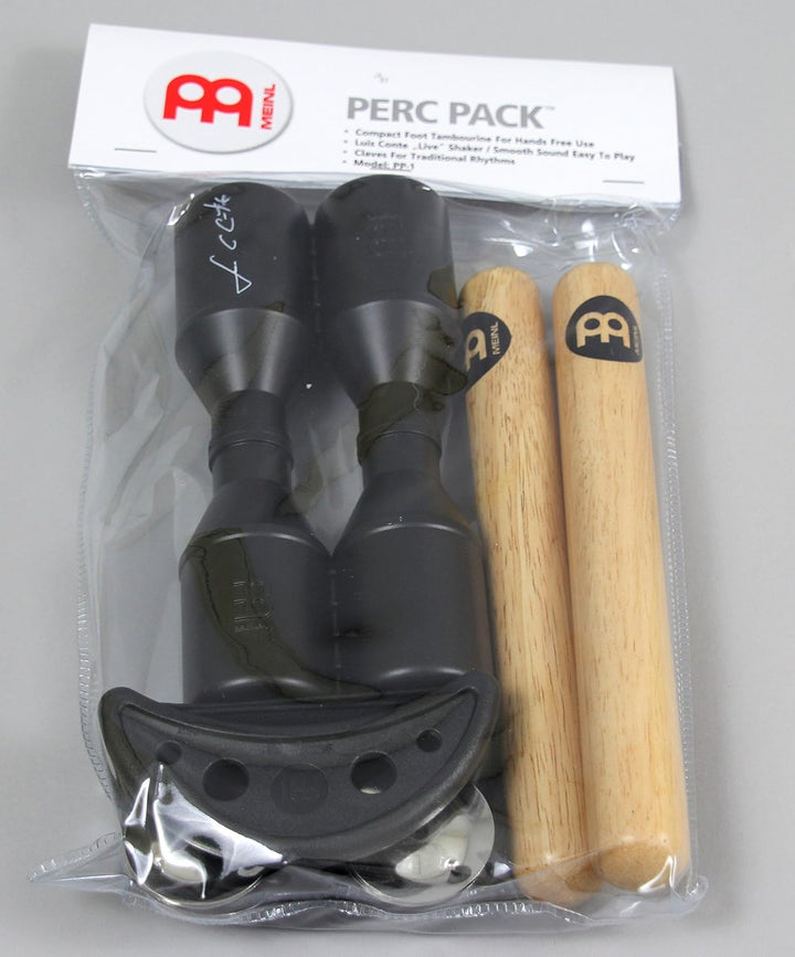 Meinl Percussion PP-1 3-teilig Starter Pack inkl. kompakte CFJS2S-BK Fusstambourine, SH4BK Luis Cont
