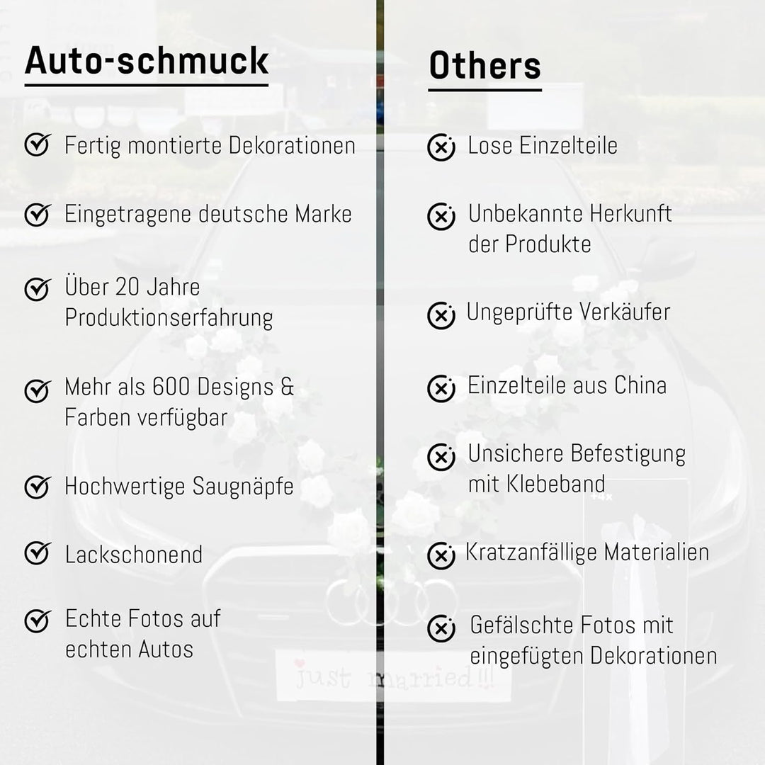 Rosen Girlande Braut Paar Rose Deko Dekoration Autoschmuck Hochzeit Car Auto Wedding ®Auto-schmuck D
