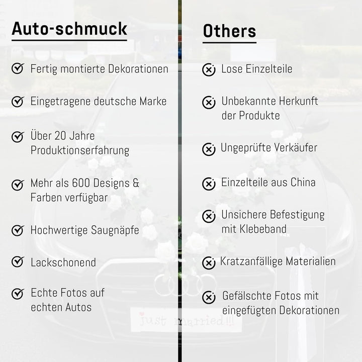Rosen Girlande Braut Paar Rose Deko Dekoration Autoschmuck Hochzeit Car Auto Wedding ®Auto-schmuck D