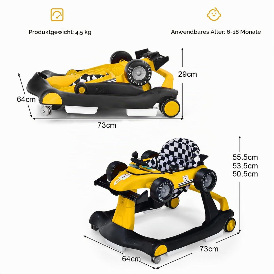 LIFEZEAL 4 in 1 Lauflernhilfe Baby, Höhenverstellbares &amp; Klappbares Babywalker, Baby Gehfrei ab 6 Mo