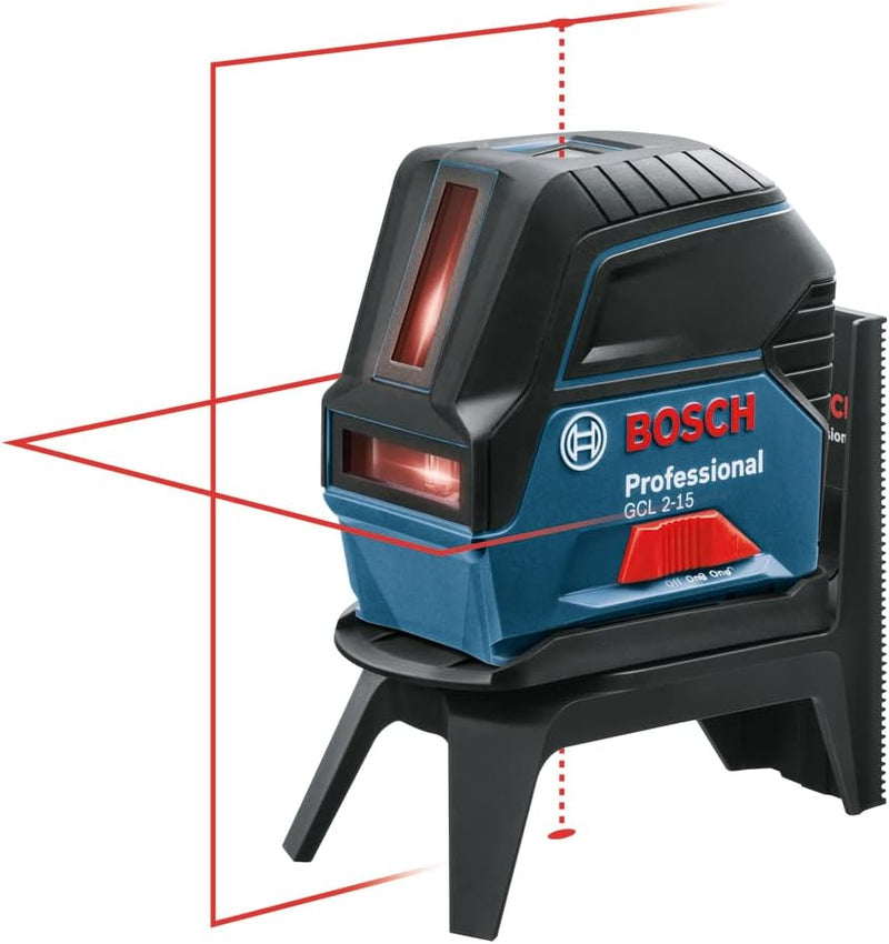 Bosch Professional Kreuzlinienlaser GCL 2-15 (roter Laser, Innenbereich, mit Lotpunkten, Arbeitsbere