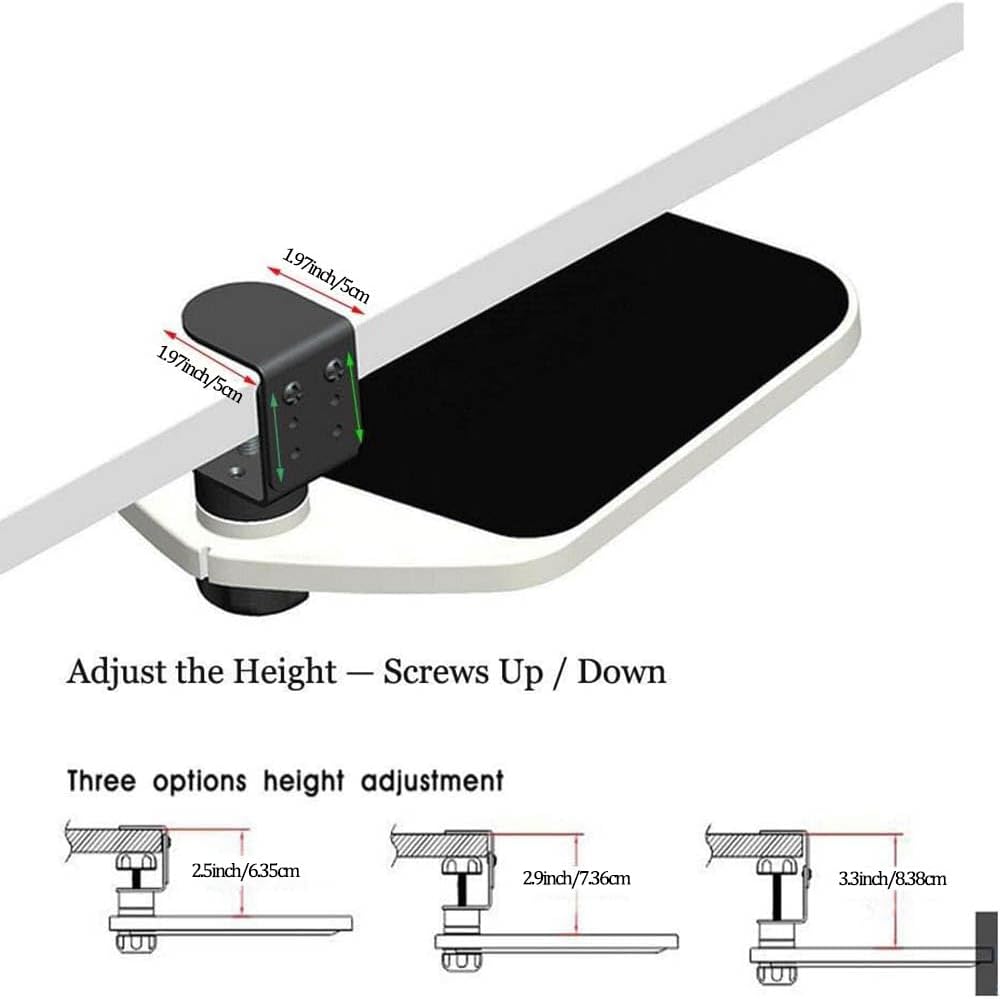 Ergonomische Armlehnenstütze Handgelenkauflage, Clip auf Mausplattform 360° drehbar, Verstellbar Arm