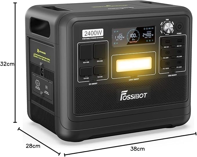 FOSSiBOT F2400 Solargenerator mit Solar panel 400W, 2048Wh, LiFePO4 Tragbare Powerstation, 3 Ausgang