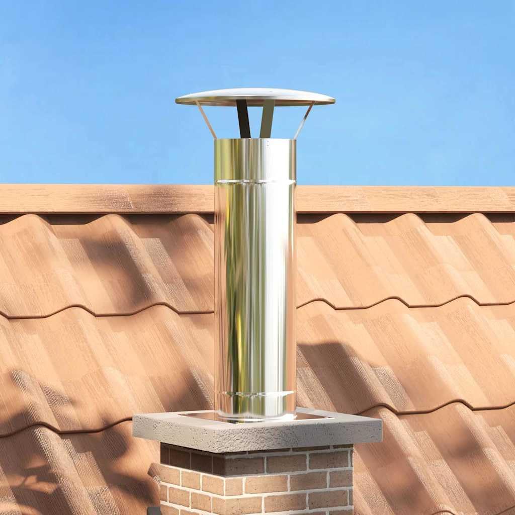 vidaXL Kaminverlängerung Silber 35 x 35 x 82 cm Edelstahl, Garten und Terrasse, Coole Kamin-Accessoi