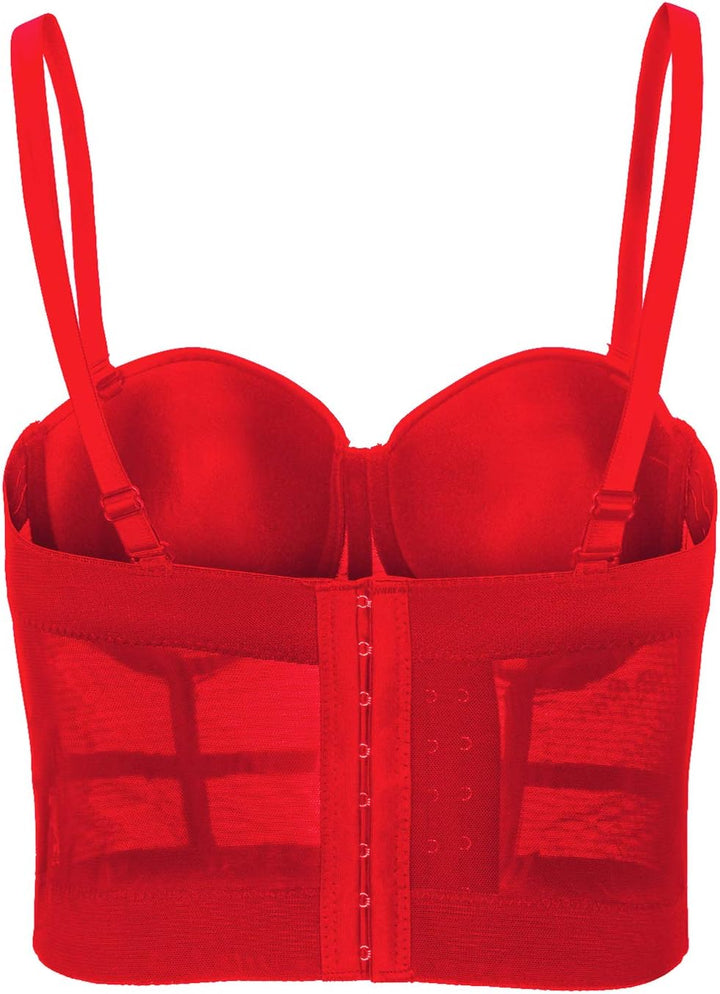 Damen Korsett Bustier BH Dessous Tank Top Trägertop Crop Top Corsage Schlanke Weste, Rot S