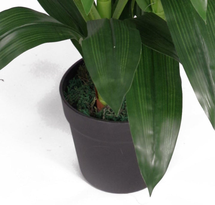 Leaf Kunstpflanze Cymbidium Orchidee, 100 cm, schwarzer Kunststofftopf, weisse Blumen, LEAF-7241 Whi