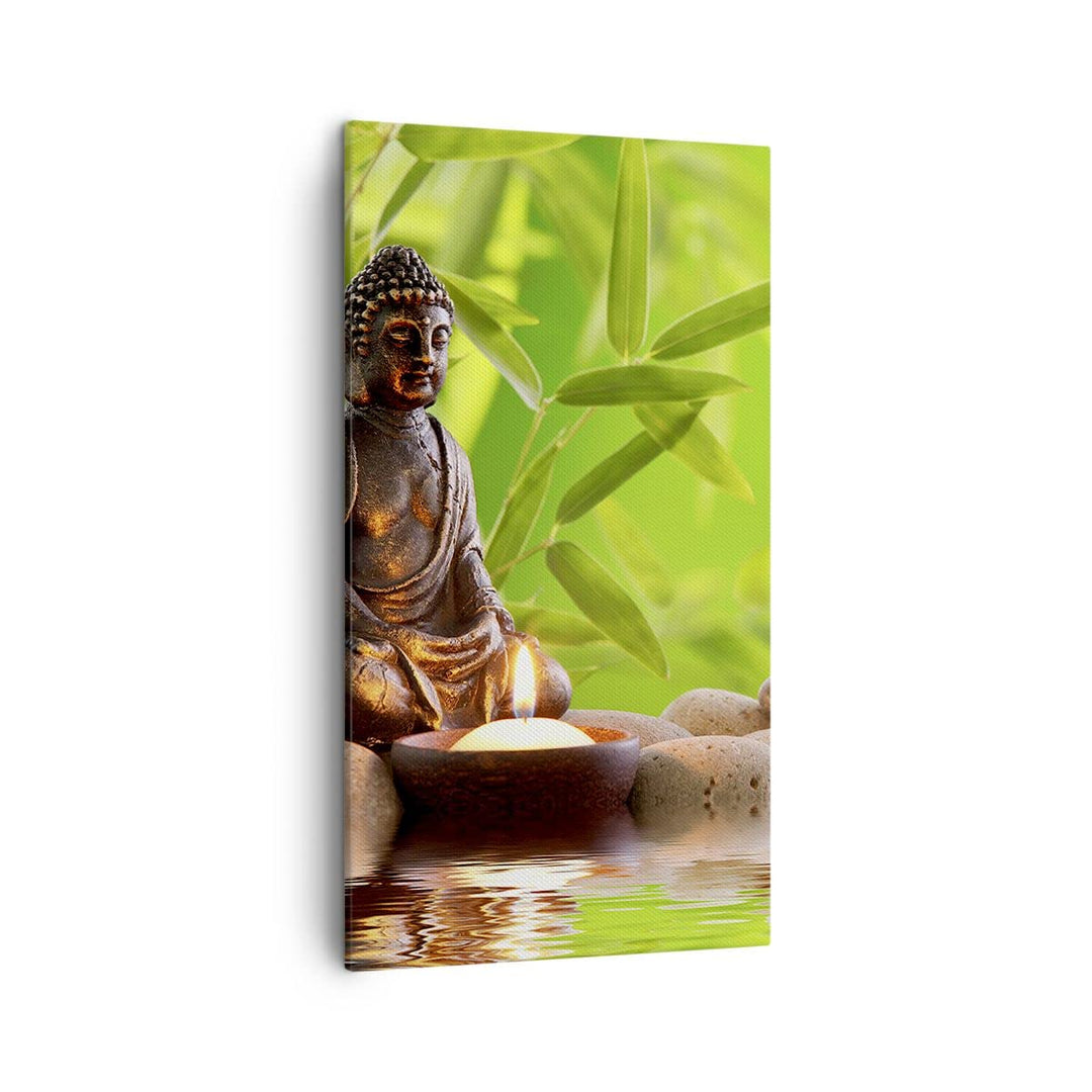 Bilder auf Leinwand Buddhismus Feng Shui Spa Bambus Leinwandbild mit Rahmen 45x80cm Wandbilder Dekor