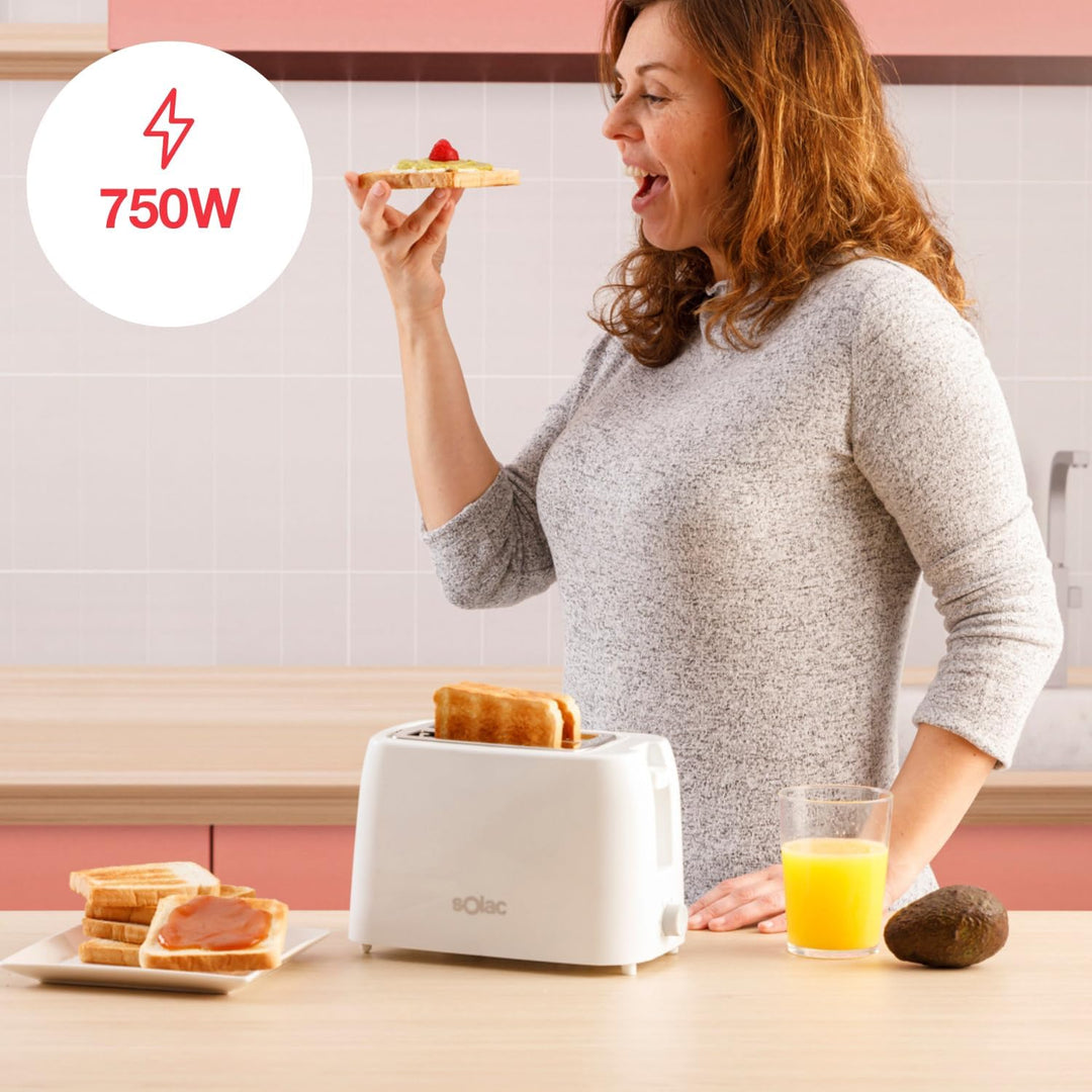 Solac - Mini-Toaster Buon Giorno 750W | 2 Schlitze für Toastbrot | 6-stufiger Bräunungsregler | Selb