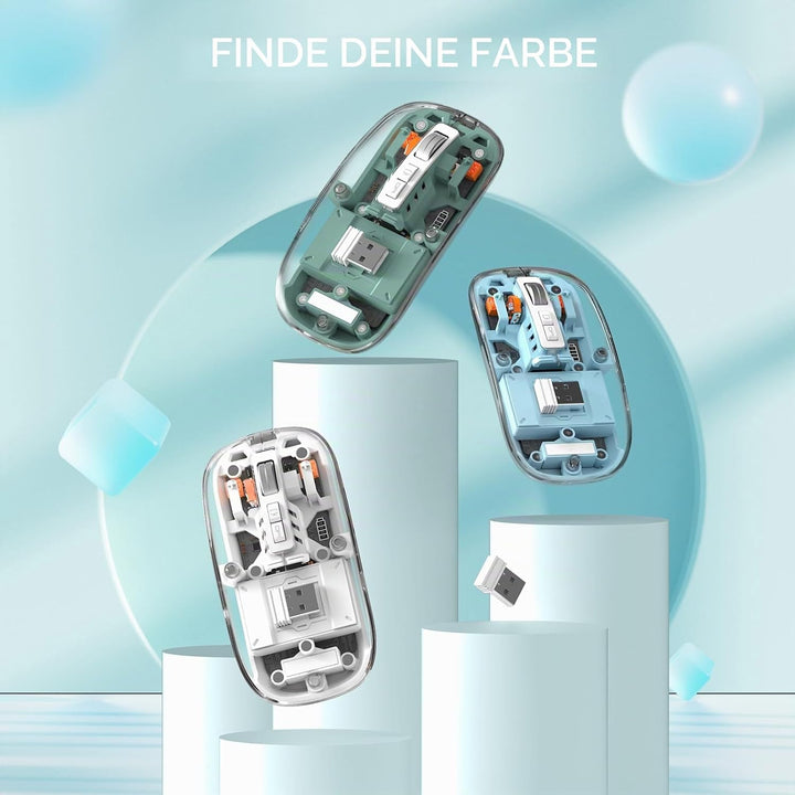 MAGIC-REFINER HXSJ Kabellose Maus Bluetooth, 2,4GHz+Bluetooth 5.0 Funkmaus Wiederaufladbare Leise Ul