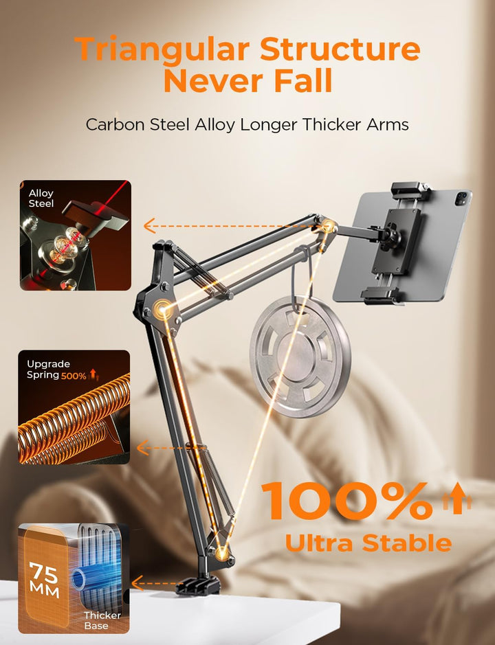 LISEN Tablet Halterung for iPad Halterung Bett, Superflexibel Einstellbar Kindle Halterung Bett Lang
