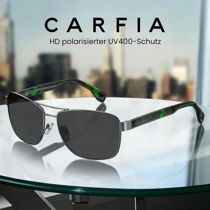 CARFIA Pilotenbrille Sonnenbrille Herren UV400 polarisierte Sportbrille mit ultraleichtem Metallrahm