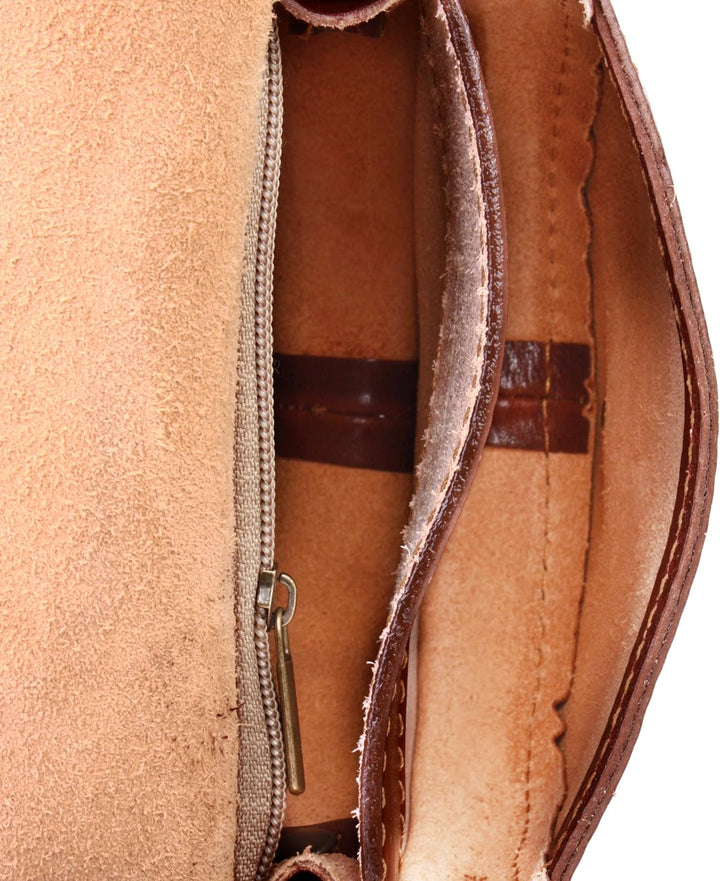 piké Umhängetasche braun echt Leder Damen - 015755
