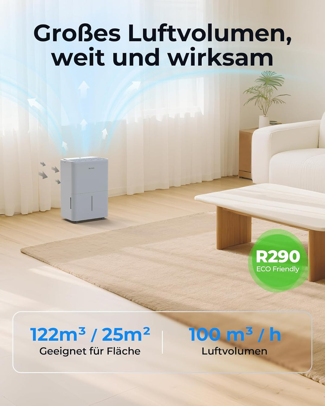 Woleix Luftentfeuchter elektrisch 12L, Entfeuchter elektrisch für Keller, Dehumidifier 35dB, Raument
