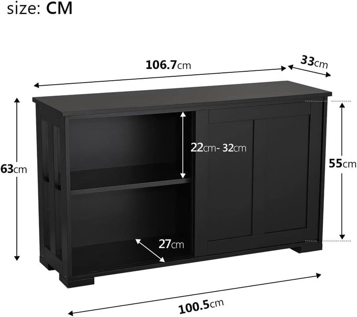 Yaheetech Küchenschrank Aufbewahrungsschrank mit Stauraum und Schiebetüren Konsolentisch Sideboard a