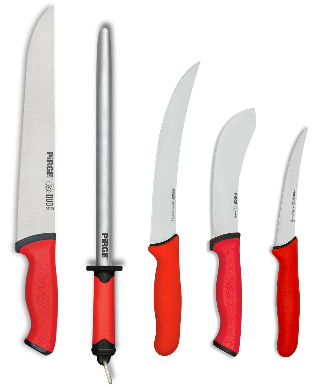 Pirge Metzgermesser Set für Messer Shop - Schlachtermesser Set 5 TLG - 25 cm Metzgeresser - 21 cm Au