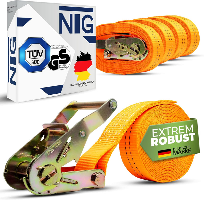 NTG 20 STÜCK Spanngurte 4m lang 2t (2000 daN, KG) - TÜV/GS Geprüft - einteilig in 35mm breit mit ver