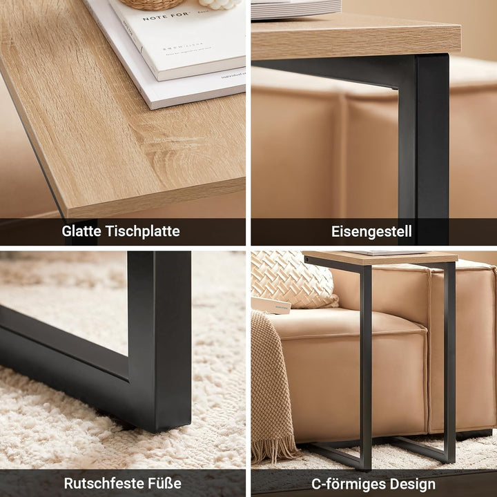 SoBuy FBT44-HG Betttisch Beistelltisch Kaffeetisch Sofatisch Laptoptisch Pflegetisch Hellgrau BHT ca