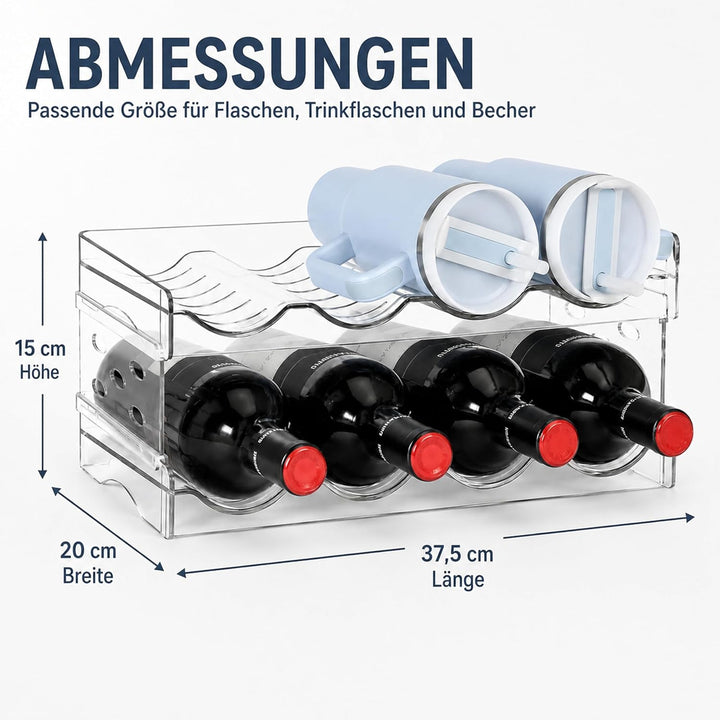 URMONA Stapelbarer Flaschenhalter 2 Ebenen, Flaschenregal für 8 Flaschen | Wein Organizer, Halter fü