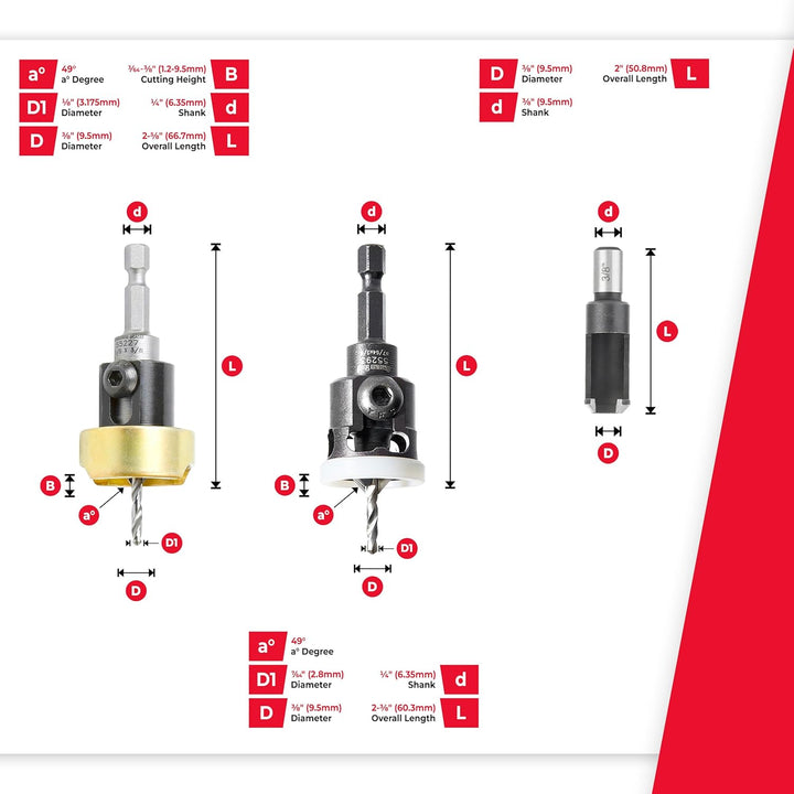 Amana Tool AMS-620 Kegelsenker, 10-teilig AMS-620 10-Pc, AMS-620 10-Pc