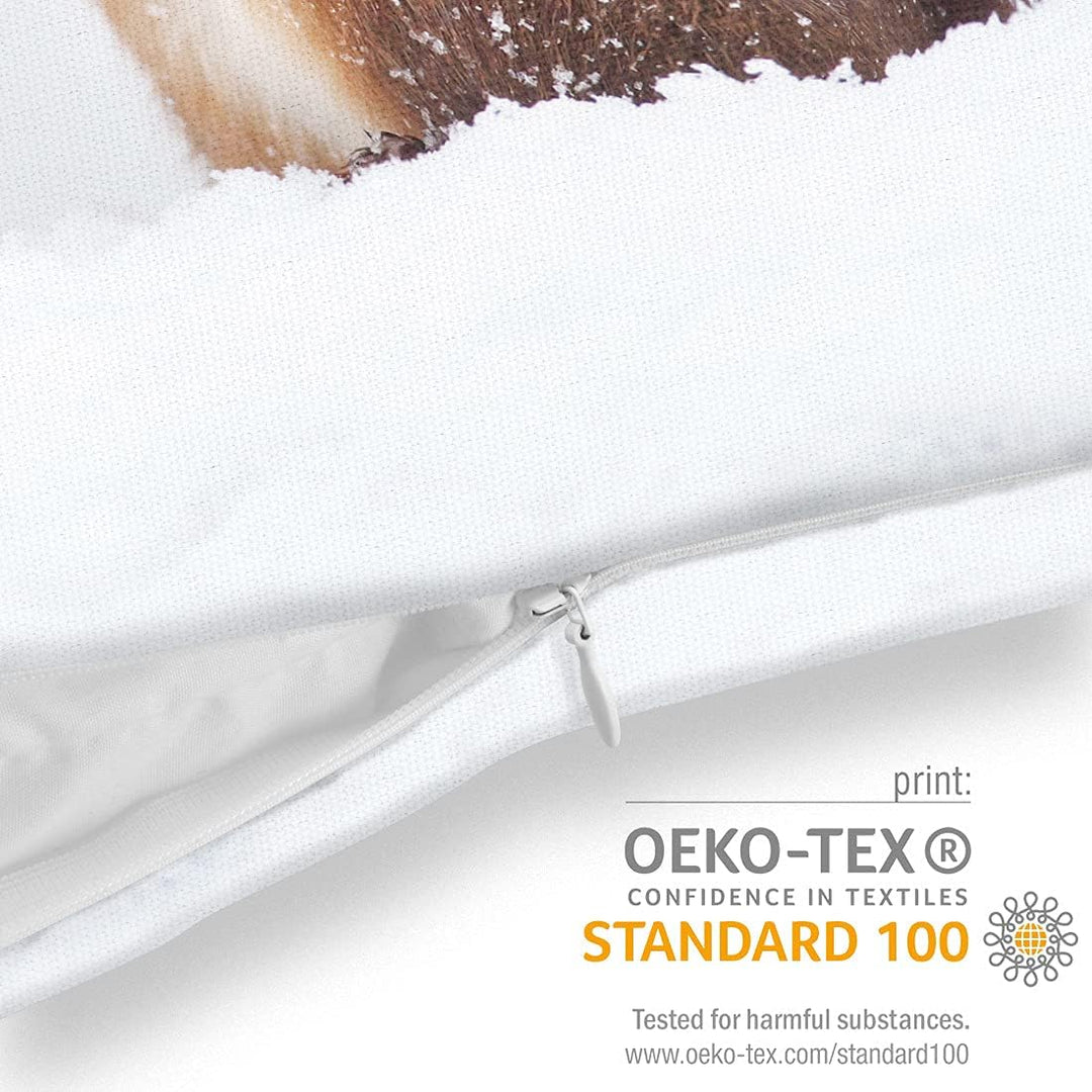 VOID Eichhörnchen Winter Schnee Kissenbezug Kissenhülle Sofakissen Kissen Deko Weihnachten Winter We