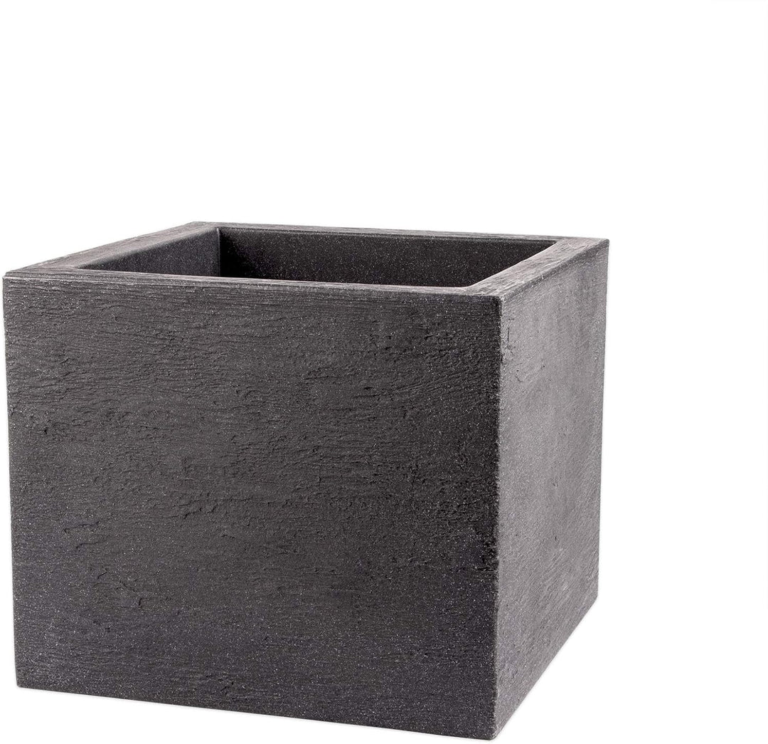 BigDean Pflanzkübel 39x39 cm gross - Granitstein-Optik in Anthrazit - Für Aussen, frostsicher & wass