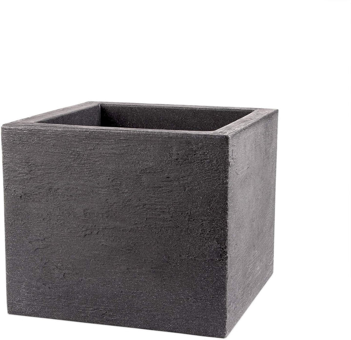 BigDean Pflanzkübel 39x39 cm gross - Granitstein-Optik in Anthrazit - Für Aussen, frostsicher & wass