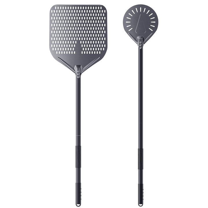 2er Set Pizzazubehör 14 Zoll / 35cm perforierter Schieber & 9 Zoll / 23cm Pizzaheber - Mit 120cm lan